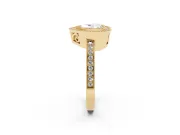 Heart Cut Diamond Round Halo Ring Set in Yellow gold with Pavé Band