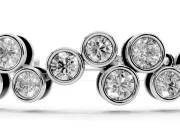 Round Lab-Grown Diamond Staggered Bezel Cluster Tennis Bracelet | Two-Level Line | White Gold