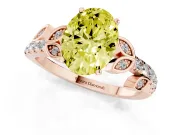 Oval Leaf Pavé Engagement Ring Setting for a Fancy Yellow Lab-Grown Diamond | Rose Gold