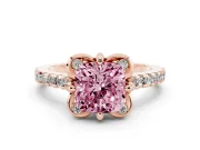 Cushion Cut Floral Petal Engagement Ring Setting for a Fancy Pink Lab-Grown Diamond | Petal Accents | Rose Gold