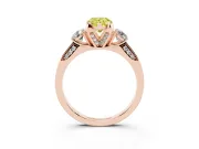 Pear-Shaped Hidden Halo Three Stone Engagement Ring Setting for a Fancy Yellow Lab-Grown Diamond | Rose Gold