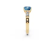Fancy Blue Princess Cut Diamond Five-Stone Prong Set Engagement Ring Set in Yellow gold with Channel Band