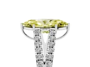 Fancy Yellow Marquise Cut Diamond Split Shank Pavé Engagement Ring Set in Silver with Prong-Held Center Stone