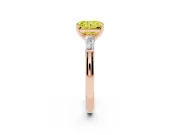 Radiant Cut Three Stone Engagement Ring Setting for a Fancy Yellow Lab-Grown Diamond | Tapered Baguettes | Rose Gold