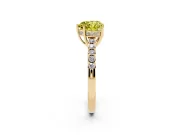 Fancy Yellow Heart Cut Diamond Solitaire Engagement Ring Set in Yellow gold with Pavé Band and Prong Setting