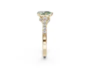 Pear-Shaped Pavé Solitaire Engagement Ring Setting for a Fancy Green Lab-Grown Diamond | Crossover Gallery | Yellow Gold