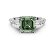 Asscher Cut Engagement Ring Setting for a Fancy Green Lab-Grown Diamond | Sterling Silver - Design NV-24586