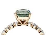 Radiant Cut Pavé Engagement Ring Setting for a Fancy Green Lab-Grown Diamond | Alternating Accents | Yellow Gold
