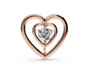 Round Lab-Grown Diamond Double Heart Pendant Necklace | Open Heart Frame | Rose Gold