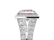 Princess Cut Halo Pavé Engagement Ring Setting for a Fancy Pink Lab-Grown Diamond | Narrow Split Shank | White Gold