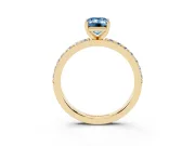 Emerald Cut Pavé Solitaire Engagement Ring Setting for a Fancy Blue Lab-Grown Diamond | Single Row Band | Yellow Gold