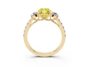 Cushion Cut Engagement Ring Setting for a Fancy Yellow Lab-Grown Diamond | Three Stone | Yellow Gold