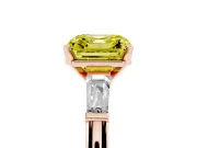 Asscher Cut Three Stone Engagement Ring Setting for a Fancy Yellow Lab-Grown Diamond | Tapered Baguettes | Rose Gold