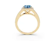 Round Halo Engagement Ring Setting for a Fancy Blue Lab-Grown Diamond | Pave Split Shank | Yellow Gold