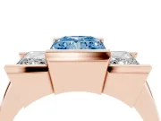 Radiant Cut Channel-Set Three Stone Engagement Ring Setting for a Fancy Blue Lab-Grown Diamond | Rose Gold