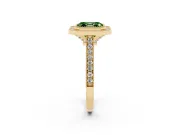 Asscher Cut Vintage Milgrain Halo Engagement Ring Setting for a Fancy Green Lab-Grown Diamond | Bezel Head | Yellow Gold
