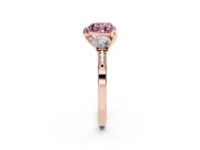 Heart-Shaped Hidden Halo Three Stone Engagement Ring Setting for a Fancy Pink Lab-Grown Diamond | Rose Gold
