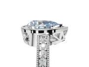 Pear-Shaped Milgrain Halo Engagement Ring Setting for a Fancy Blue Lab-Grown Diamond | Wide Pavé Band | White Gold