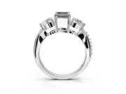 Emerald Cut Engagement Ring Setting for a Fancy Green Lab-Grown Diamond | Sterling Silver - Design NV-24901