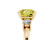 Princess Cut Three Stone Engagement Ring Setting for a Fancy Yellow Lab-Grown Diamond | Round Side Stones | Yellow Gold
