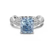 Radiant Cut Vintage Milgrain Engagement Ring Setting for a Fancy Blue Lab-Grown Diamond | Graduated Stations | Platinum