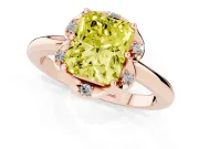 Radiant Cut Petal Halo Engagement Ring Setting for a Fancy Yellow Lab-Grown Diamond | Rose Gold