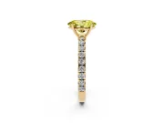 Oval Pave Solitaire Engagement Ring Setting for a Fancy Yellow Lab-Grown Diamond | Shared Prong Band | Yellow Gold