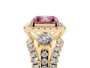 Asscher Cut Halo Split Shank Engagement Ring Setting for a Fancy Pink Lab-Grown Diamond | Yellow Gold