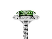 Oval Raised Halo Engagement Ring Setting for a Fancy Green Lab-Grown Diamond | White Gold