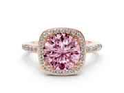 Round Halo Engagement Ring Setting for a Fancy Pink Lab-Grown Diamond | Rose Gold - Design NV-24729