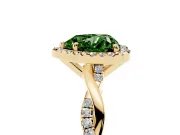 Heart-Shaped Twisted Halo Engagement Ring Setting for a Fancy Green Lab-Grown Diamond | Yellow Gold