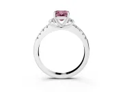 Emerald Cut Side Stone Pave Engagement Ring Setting for a Fancy Pink Lab-Grown Diamond | Paired Round Accents | Platinum