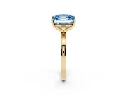 Fancy Blue Asscher Cut and Emerald Cut Toi Moi Ring Set in Yellow gold with Prong Setting