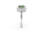 Oval Halo Engagement Ring Setting for a Fancy Green Lab-Grown Diamond | Polished Halo Rim | White Gold