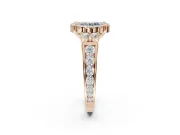 Round Halo Engagement Ring Setting for a Fancy Blue Lab-Grown Diamond | Side Clusters | Rose Gold