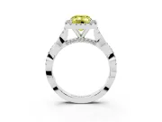 Emerald Cut Twist Halo Engagement Ring Setting for a Fancy Yellow Lab-Grown Diamond | White Gold