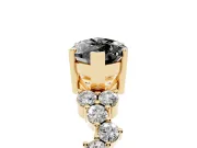 Marquise Scattered Accent Engagement Ring Setting for a Black Center | Slim Band | Yellow Gold