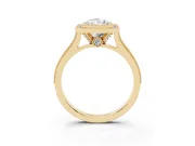 Radiant Cut Vintage Milgrain Halo Engagement Ring Setting | Bezel Head | Yellow Gold