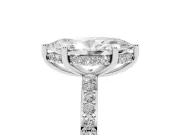Marquise Cut Diamond Pavé Band Ring Set in Silver with Prong-Set Center Stone