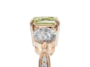 Asscher Cut Three Stone Engagement Ring Setting for a Fancy Yellow Lab-Grown Diamond | Tapered Pave Band | Rose Gold