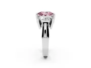 Fancy Pink Oval Cut Diamond Three-Stone Channel Set Ring Set in Platinum with Smooth Polished Band