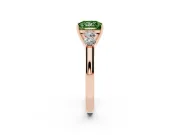 Princess Cut 5 Stone Engagement Ring Setting for a Fancy Green Lab-Grown Diamond | Rose Gold