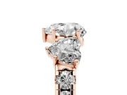 Heart-Shaped Three Stone Engagement Ring Setting | Accented Shoulders | Rose Gold