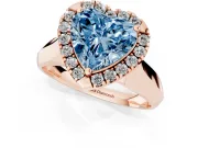 Heart-Shaped Halo Engagement Ring Setting for a Fancy Blue Lab-Grown Diamond | Square Profile Band | Rose Gold