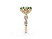 Marquise Milgrain Halo Engagement Ring Setting for a Fancy Green Lab-Grown Diamond | Graduated Shoulders | Yellow Gold