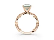 Princess Cut Vintage Engagement Ring Setting for a Fancy Green Lab-Grown Diamond | Graduated Stations | Rose Gold