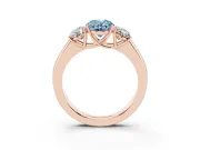 Oval 3 Stone Engagement Ring Setting for a Fancy Blue Lab-Grown Diamond | Rose Gold