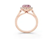 Heart-Shaped Halo Engagement Ring Setting for a Fancy Pink Lab-Grown Diamond | Filigree Shoulders | Rose Gold