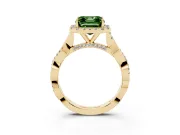 Asscher Cut Twist Halo Engagement Ring Setting for a Fancy Green Lab-Grown Diamond | Yellow Gold