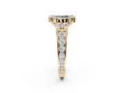 Round Halo Engagement Ring Setting for a Fancy Green Lab-Grown Diamond | Side Clusters | Yellow Gold